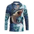 Shark Fishing ocean blue camo fishing Customize Name UV protection UPF 30+ long sleeves fishing NQS2020