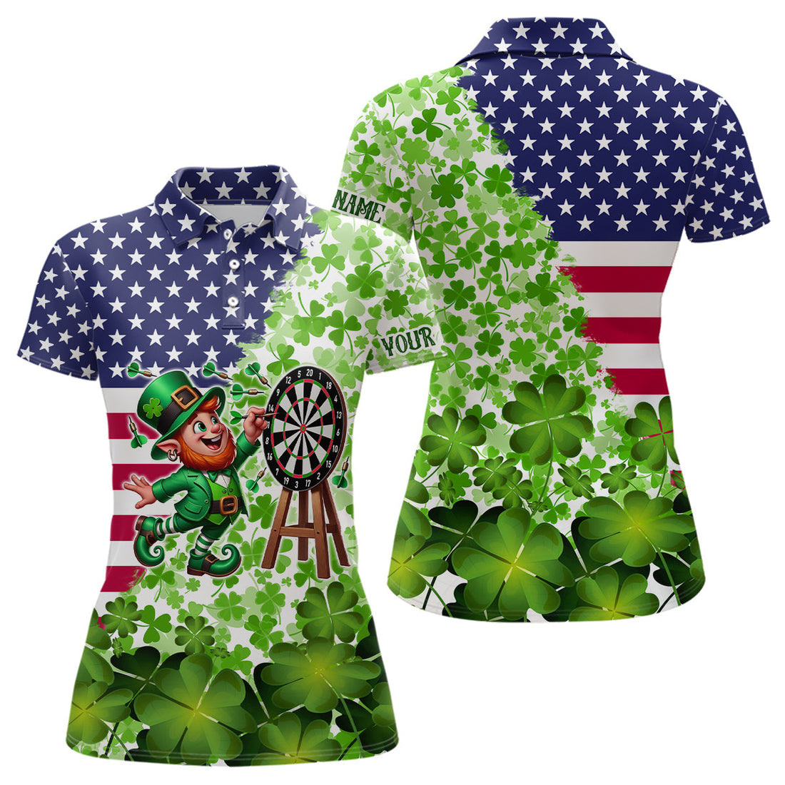 American flag St Patrick day shamrock pattern custom St Patrick Team Darts NQS9582