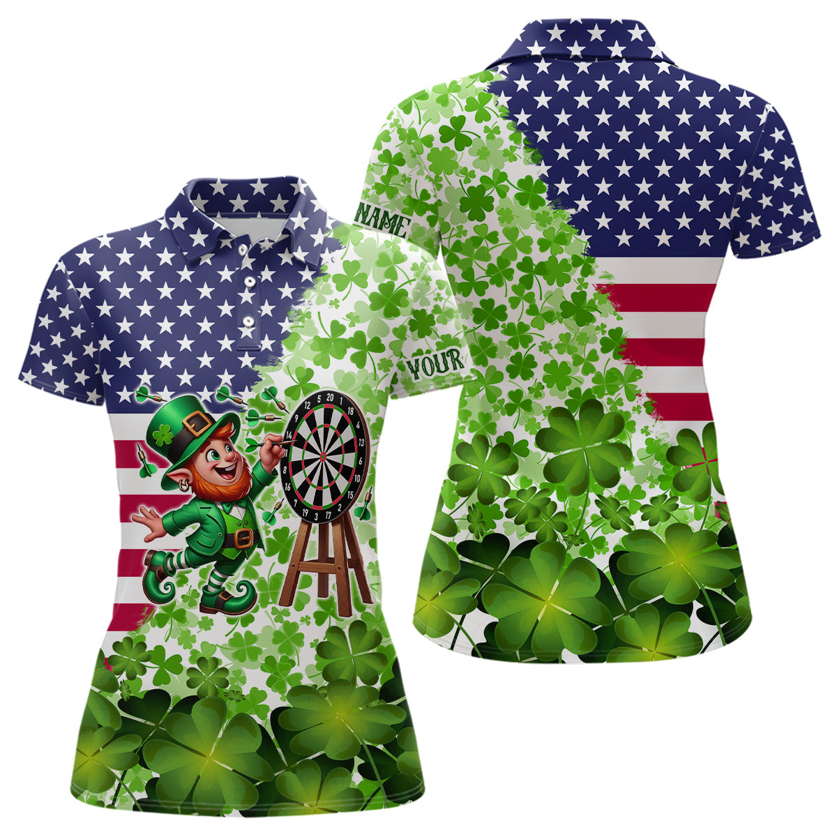 American flag St Patrick day shamrock pattern custom St Patrick Team Darts NQS9582
