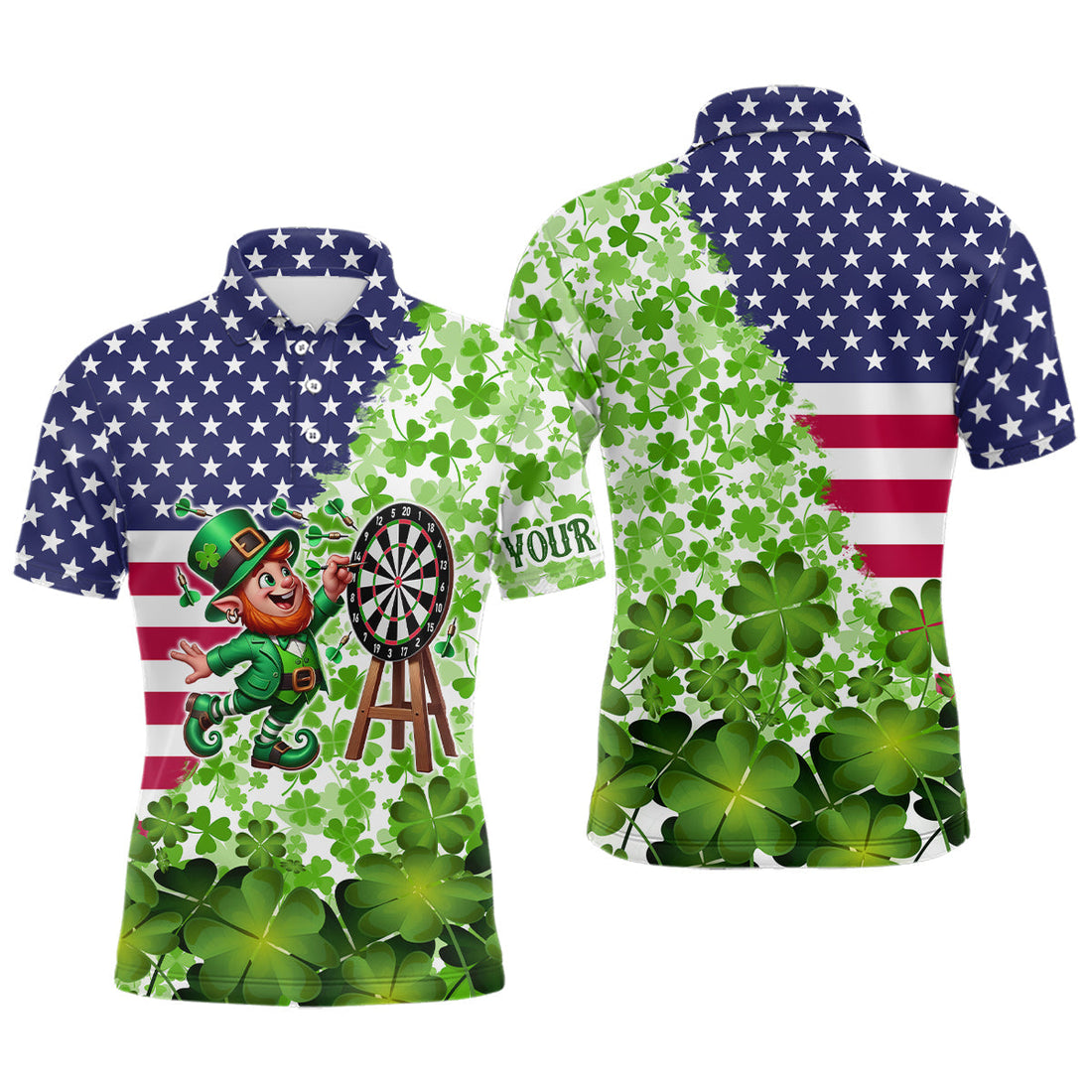 American flag St Patrick day shamrock pattern custom St Patrick Team Darts NQS9582