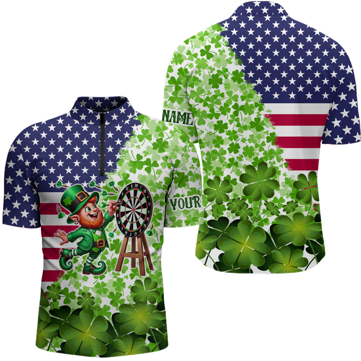 American flag St Patrick day shamrock pattern custom St Patrick Team Darts NQS9582