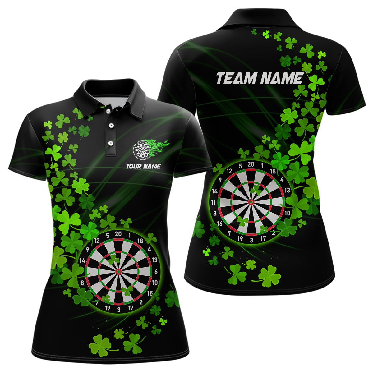 Green shamrock Lucky Darts, Quarter-Zip Custom St Patrick day Dart Team NQS9458