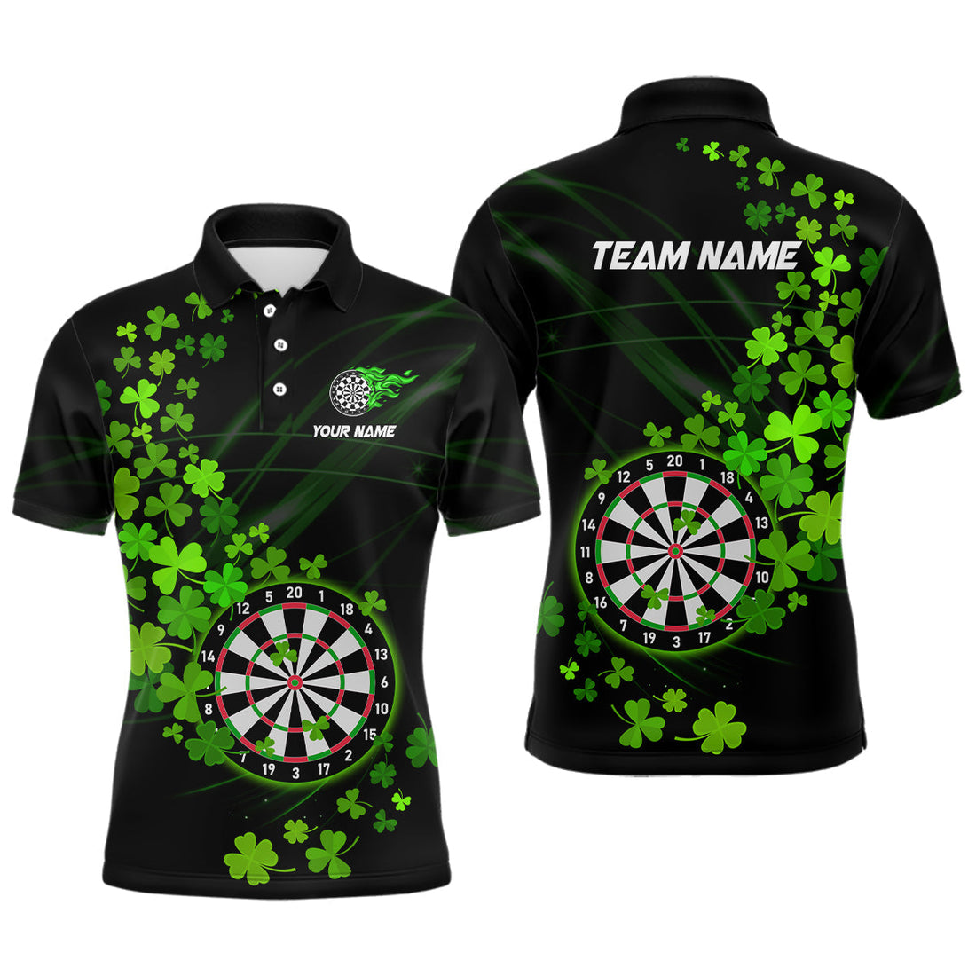 Green shamrock Lucky Darts, Quarter-Zip Custom St Patrick day Dart Team NQS9458