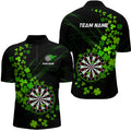 Green shamrock Lucky Darts, Quarter-Zip Custom St Patrick day Dart Team NQS9458