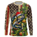Personalized Christmas Walleye fishing American flag patriotic Performance long sleeve Fishing NQS9069