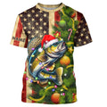 Personalized Christmas Walleye fishing American flag patriotic Performance long sleeve Fishing NQS9069