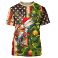 Personalized Christmas Redfish fishing American flag patriotic Performance long sleeve Fishing NQS9071