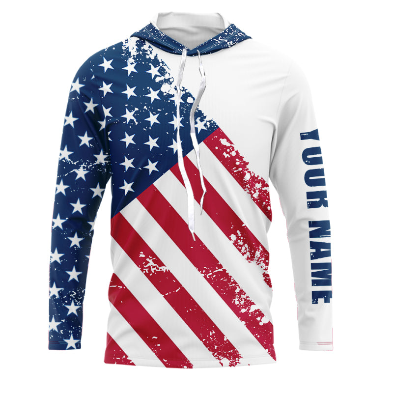 American flag patriotic fishing custom sun protection performance long sleeve fishing NQS6057