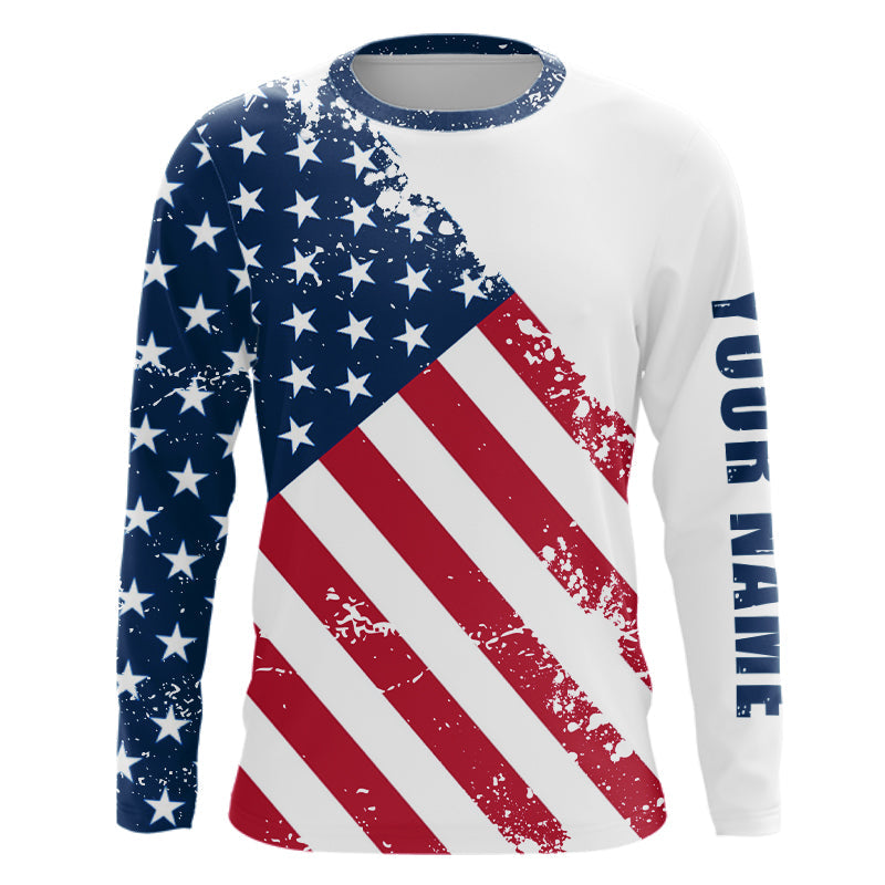 American flag patriotic fishing custom sun protection performance long sleeve fishing NQS6057