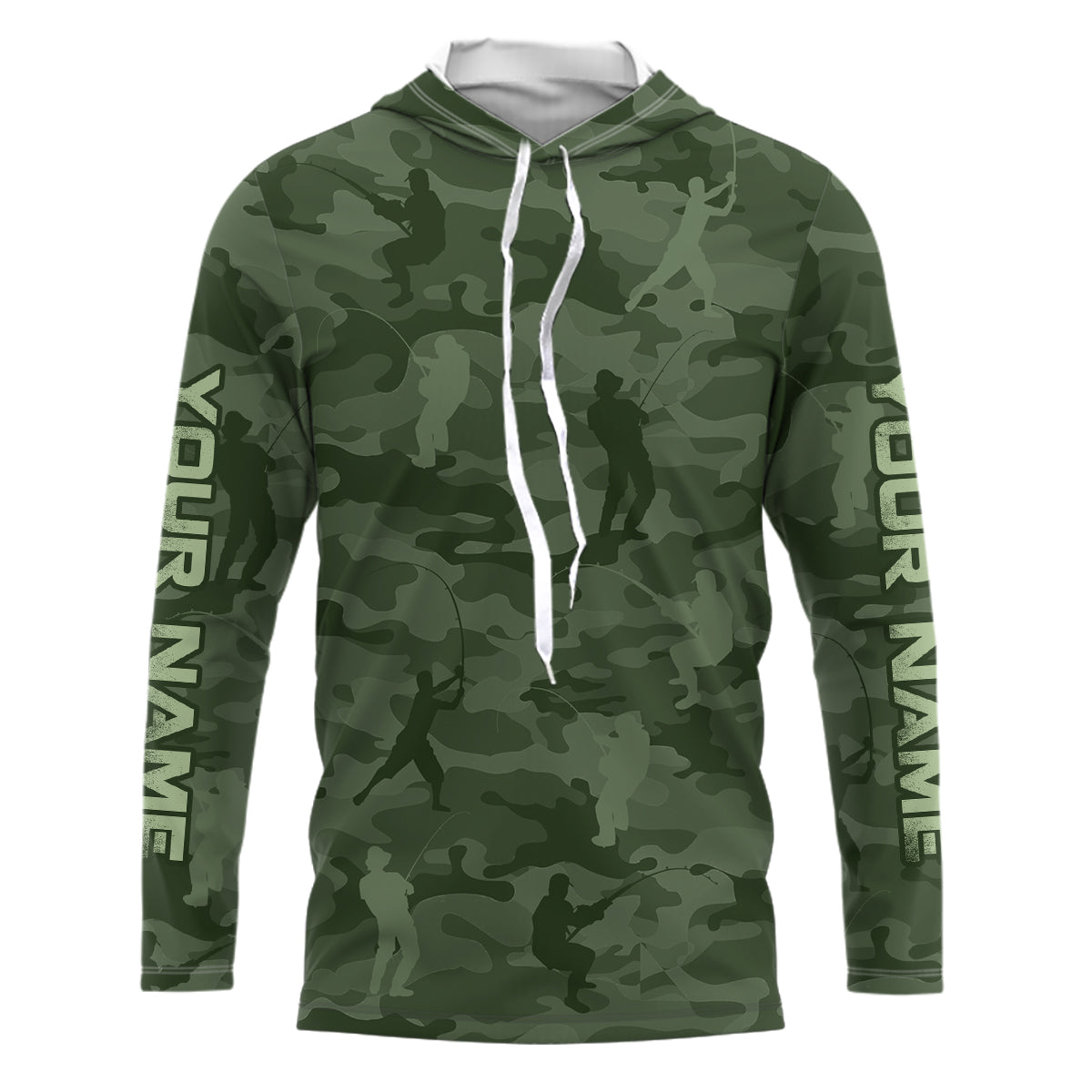 Personalized green fishing camo Performance long sleeve Fishing, team fishing tournament NQS6943