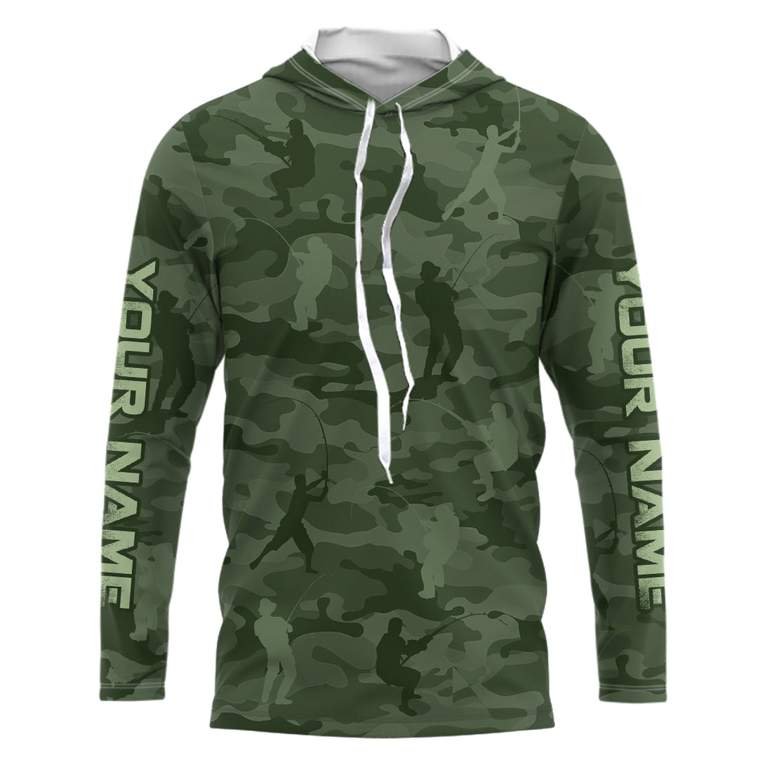 Personalized green fishing camo Performance long sleeve Fishing, team fishing tournament NQS6943