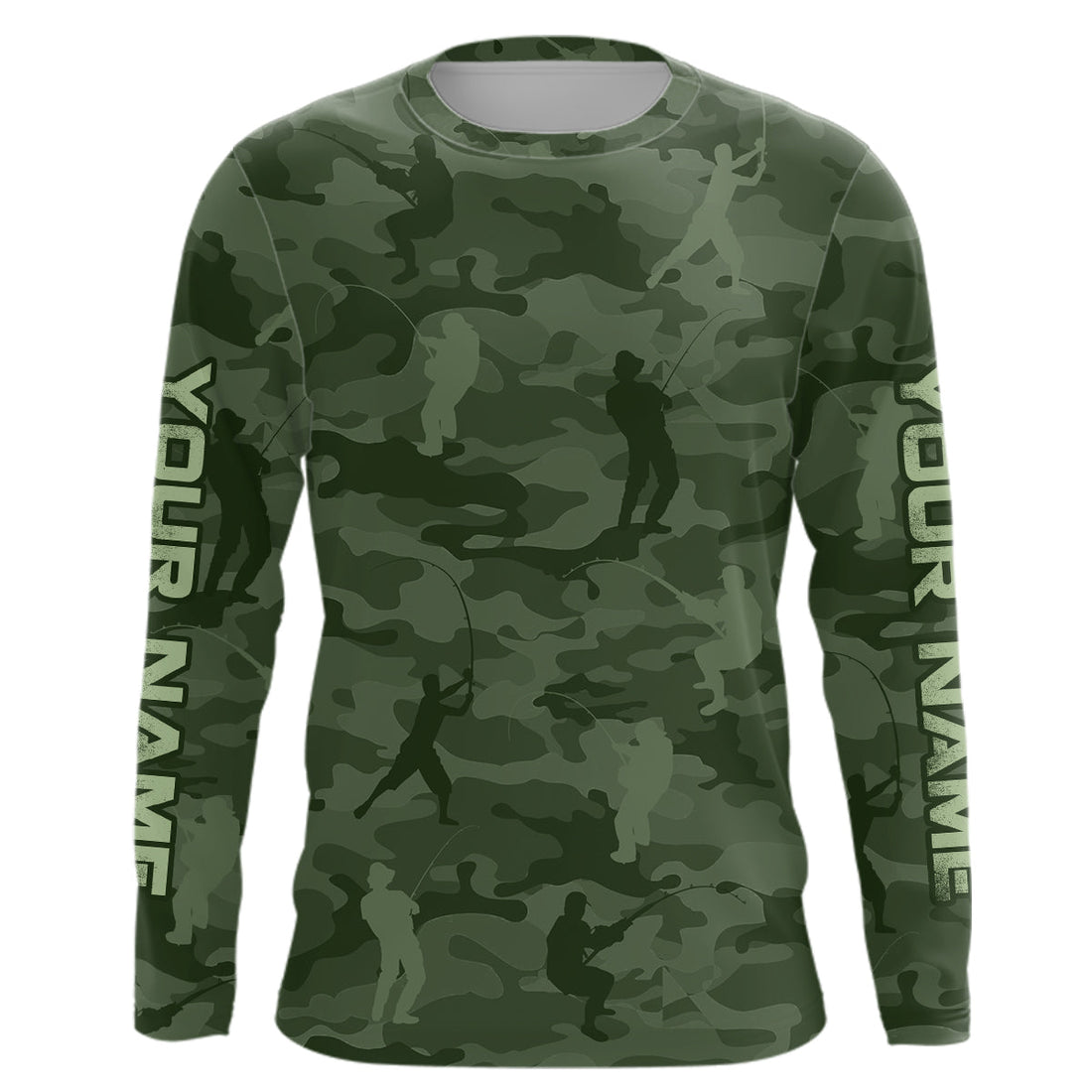 Personalized green fishing camo Performance long sleeve Fishing, team fishing tournament NQS6943
