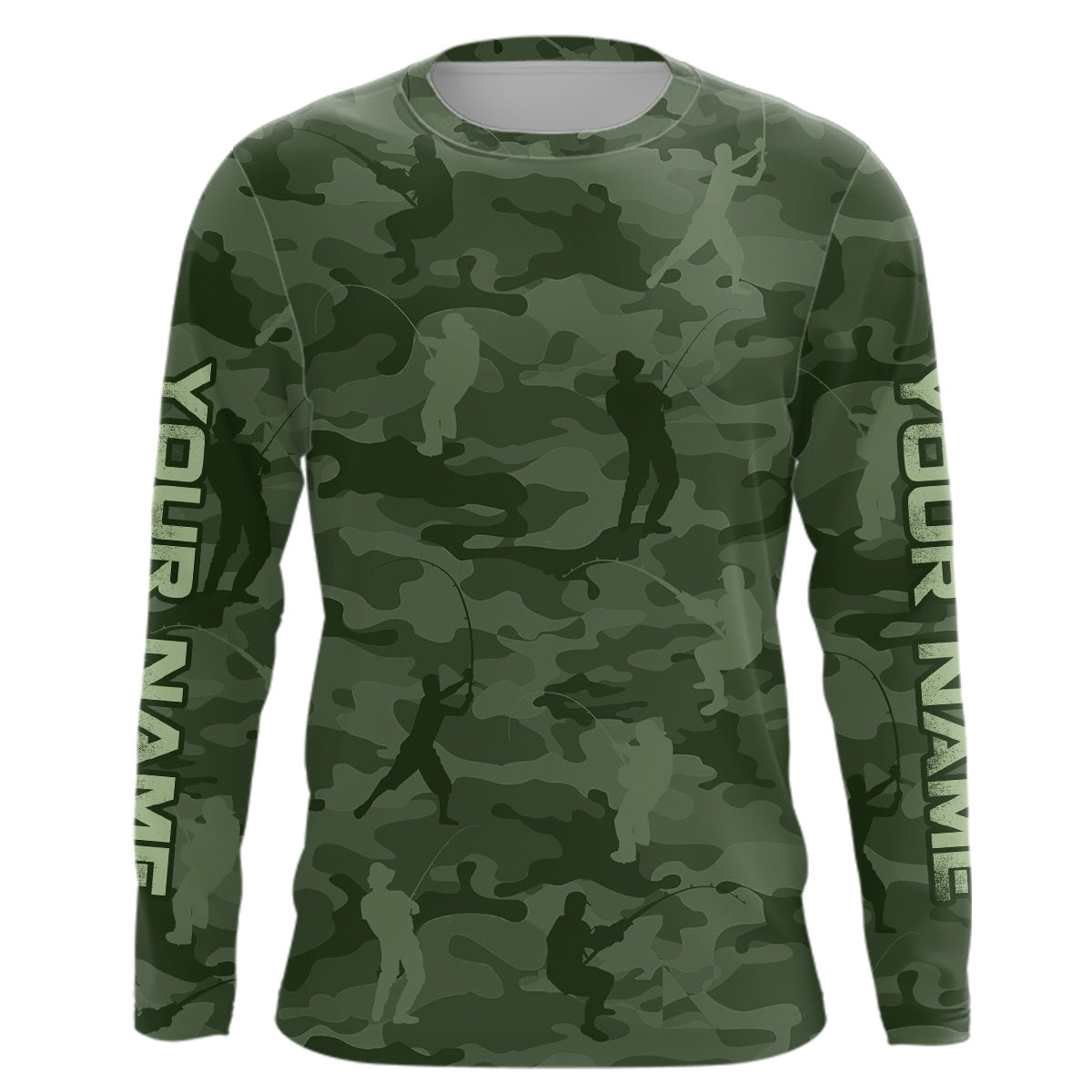 Personalized green fishing camo Performance long sleeve Fishing, team fishing tournament NQS6943