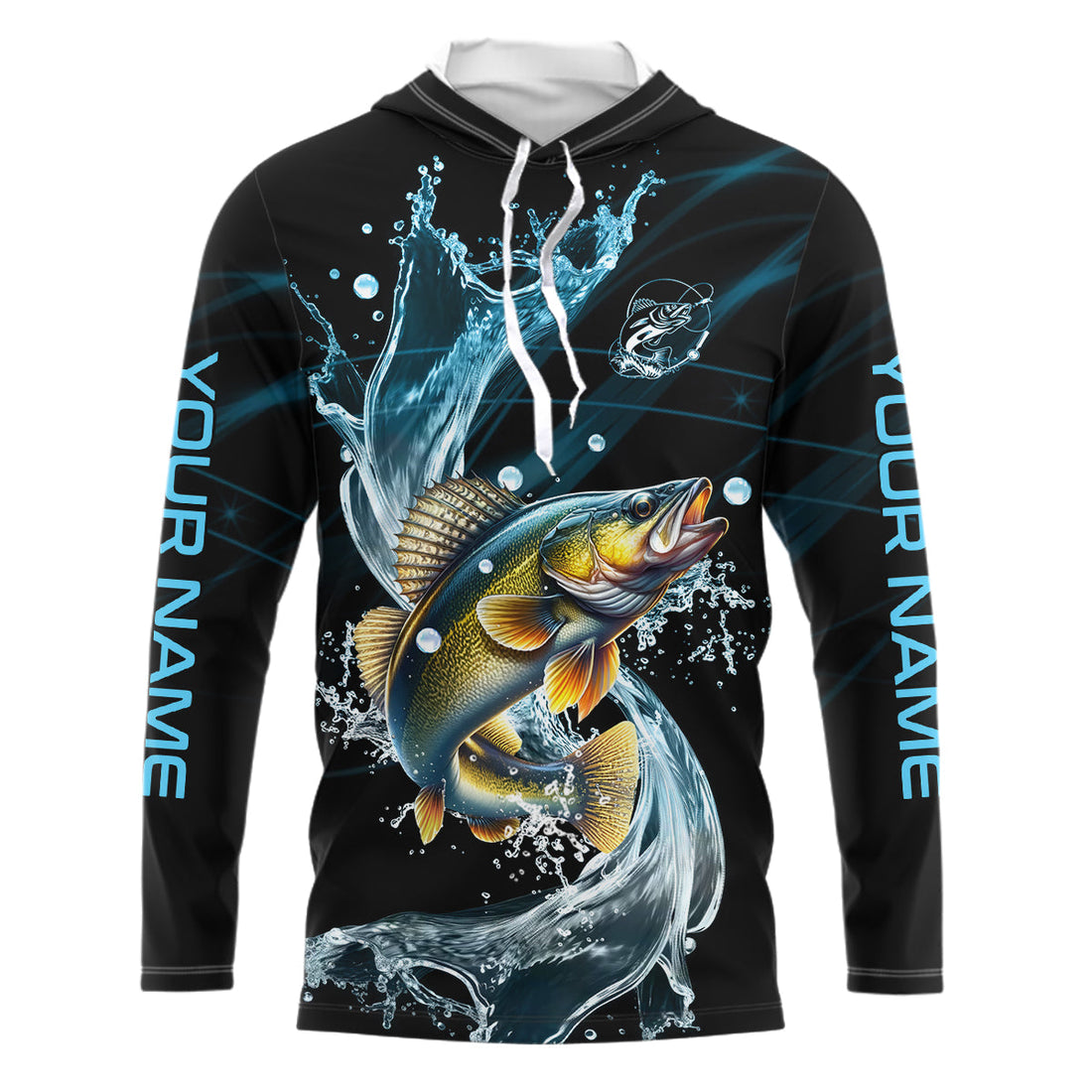 Walleye fishing blue water Custom performance long sleeve fishing, Walleye fishing NQS9093