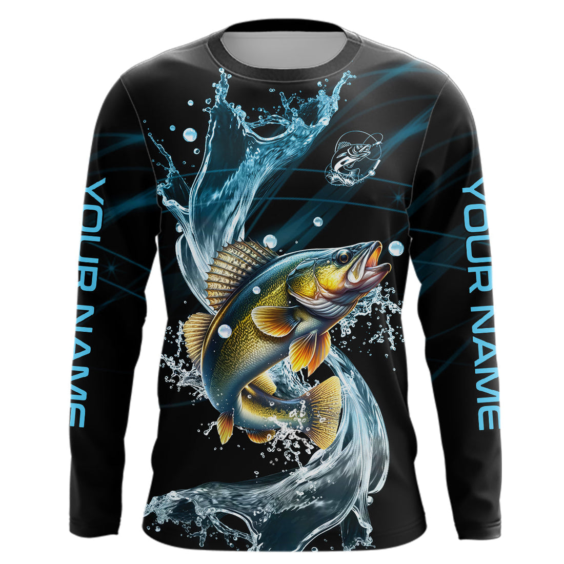 Walleye fishing blue water Custom performance long sleeve fishing, Walleye fishing NQS9093