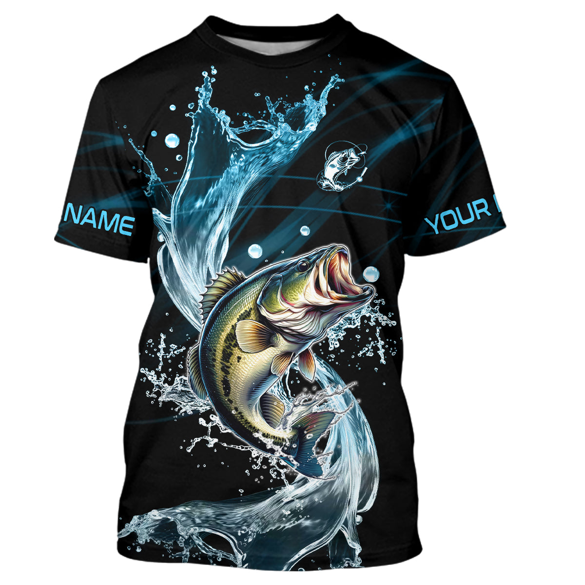 Largemouth Bass fishing blue water Custom performance long sleeve fishing, Bass fishing NQS7411