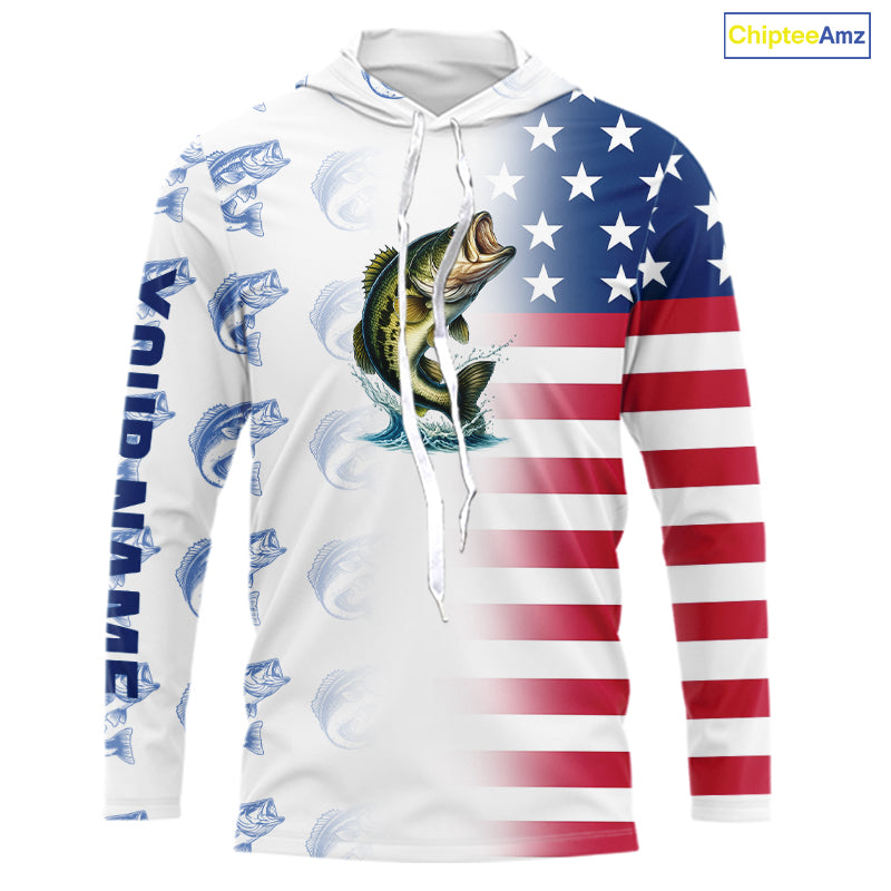 Red, White and Blue American Flag Bass Fishing custom patriotic Bass performance Fishing