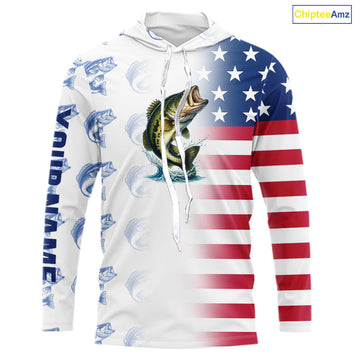 Red, White and Blue American Flag Bass Fishing custom patriotic Bass performance Fishing