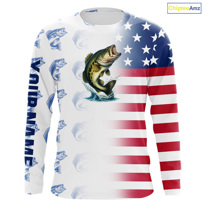 Red, White and Blue American Flag Bass Fishing custom patriotic Bass performance Fishing