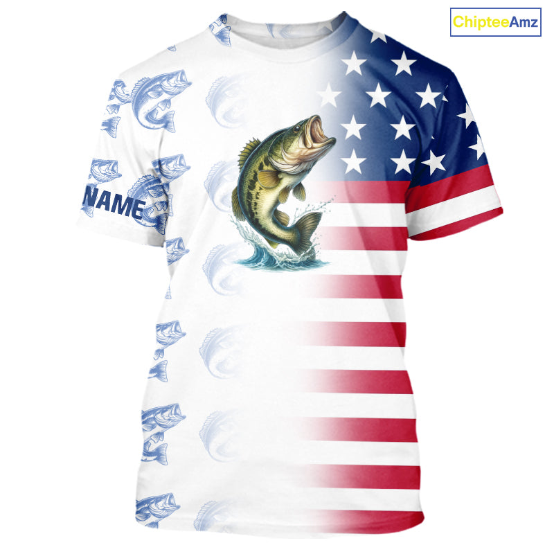 Red, White and Blue American Flag Bass Fishing custom patriotic Bass performance Fishing