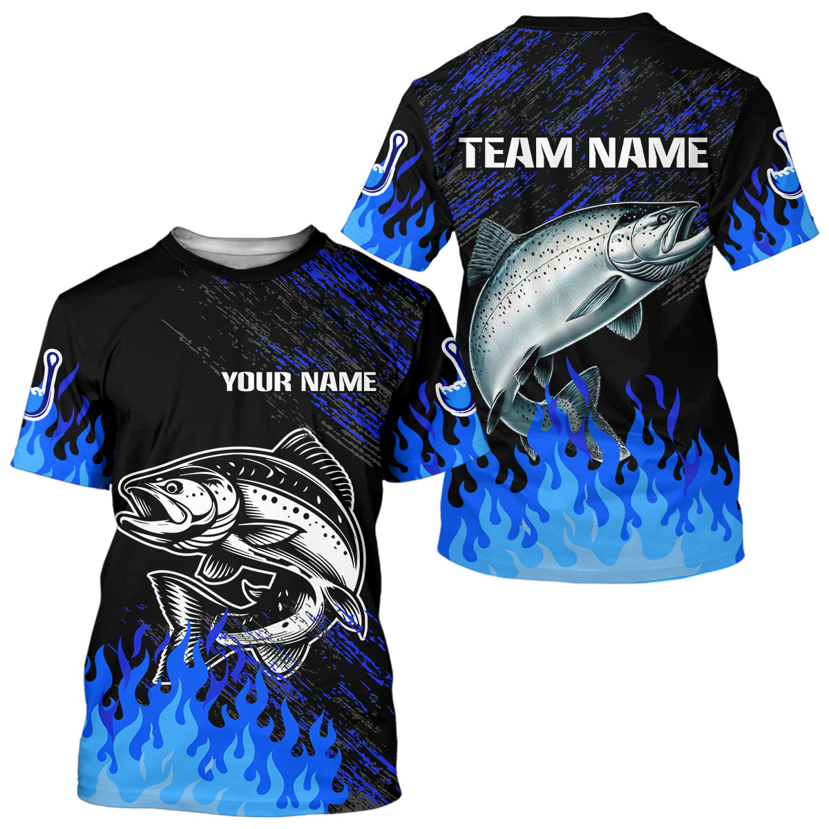 Blue fire Salmon fishing Custom performance long sleeve Salmon fishing tournament for team NQS9742
