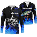 Blue fire Musky fishing Custom performance long sleeve flame Muskie fishing tournament for team NQS9744
