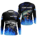 Blue fire Musky fishing Custom performance long sleeve flame Muskie fishing tournament for team NQS9744