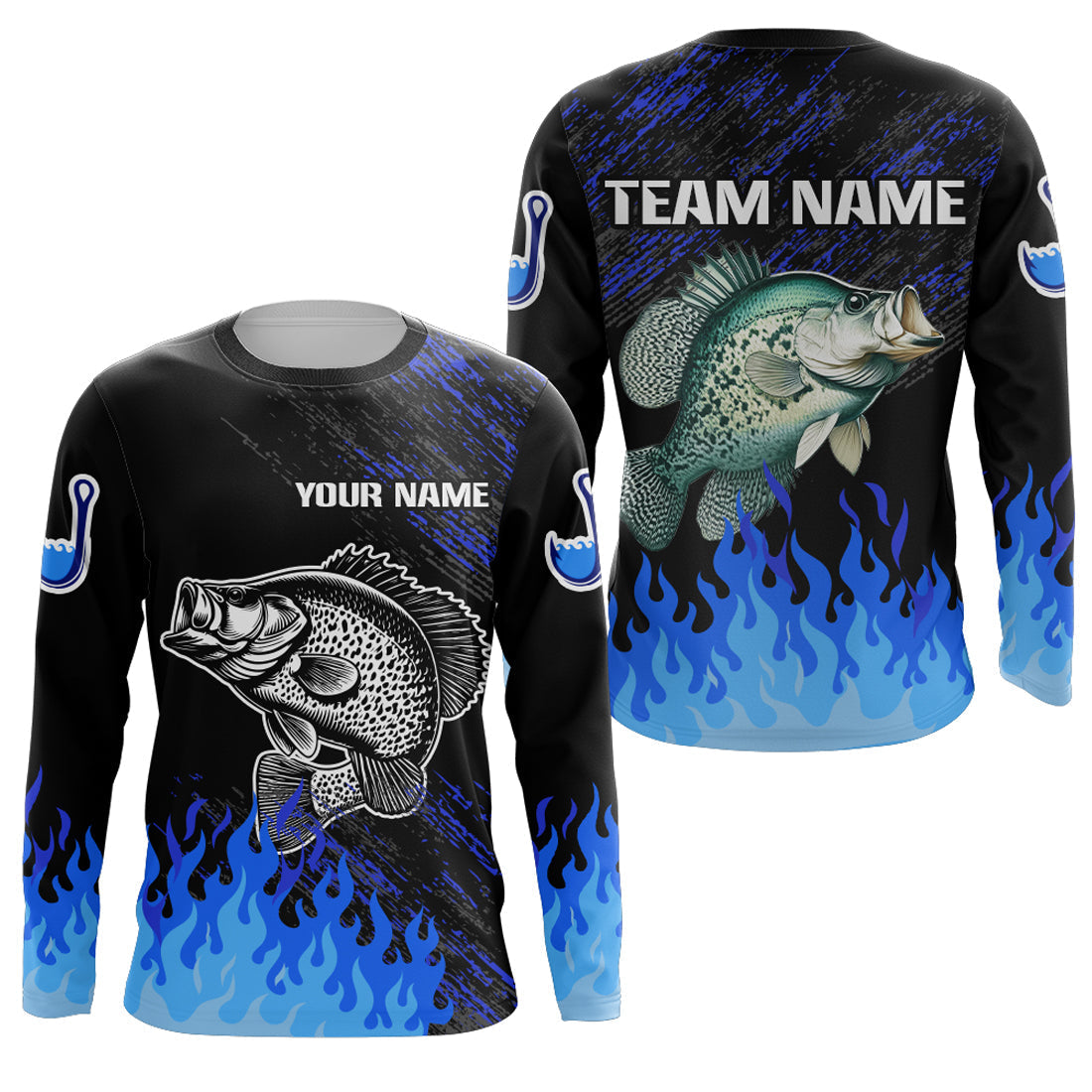 Blue fire Crappie fishing Custom performance long sleeve Crappie fishing tournament for team NQS9084