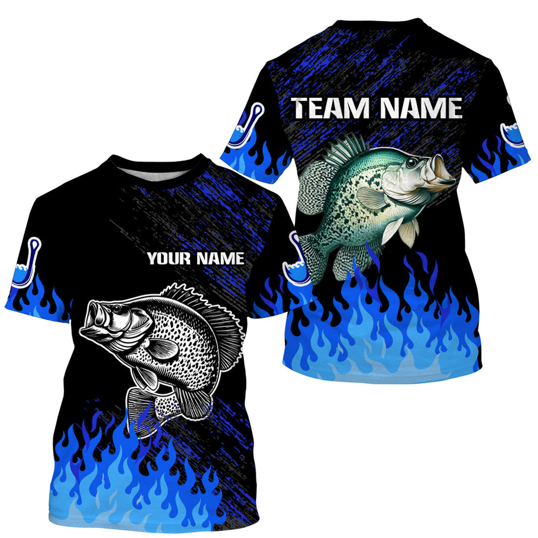 Blue fire Crappie fishing Custom performance long sleeve Crappie fishing tournament for team NQS9084