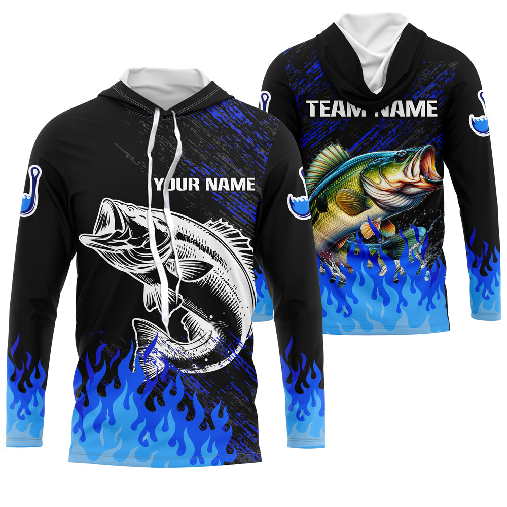 Blue fire Largemouth Bass fishing Custom performance long sleeve fishing tournament for team NQS7736