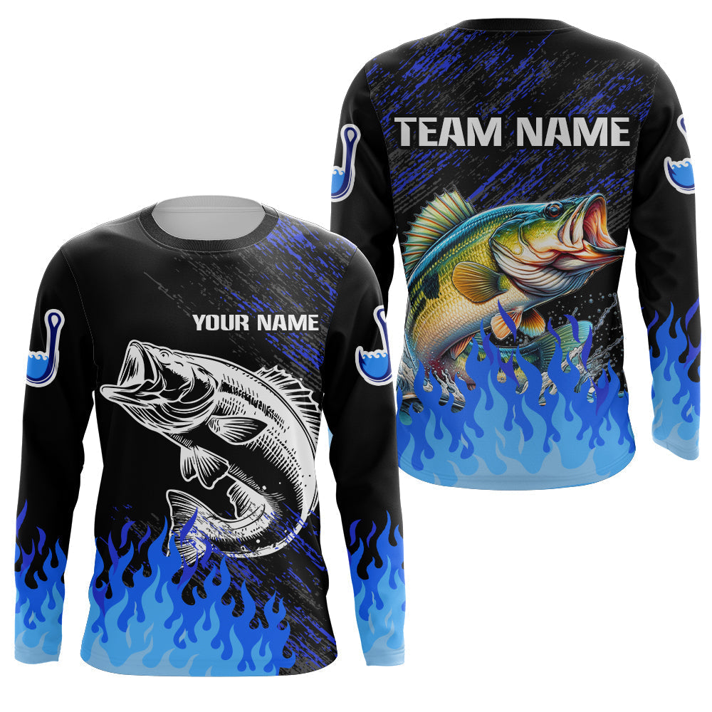 Blue fire Largemouth Bass fishing Custom performance long sleeve fishing tournament for team NQS7736