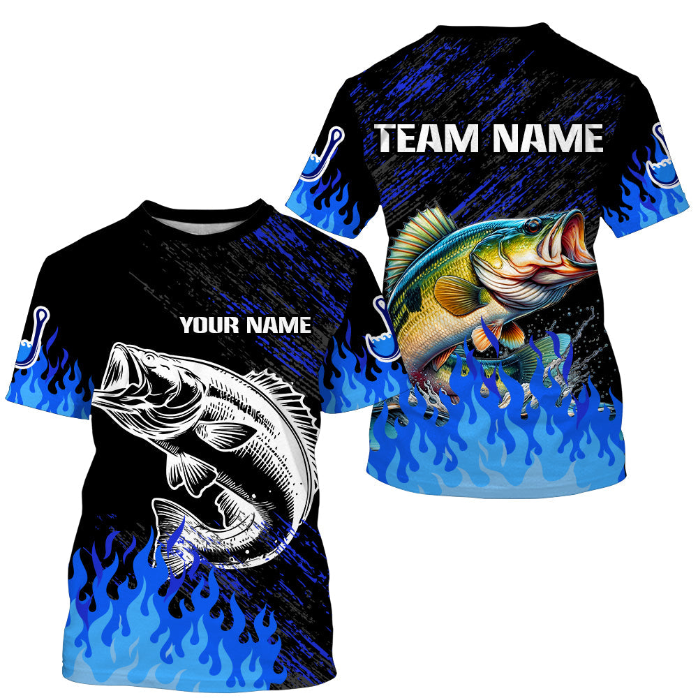 Blue fire Largemouth Bass fishing Custom performance long sleeve fishing tournament for team NQS7736