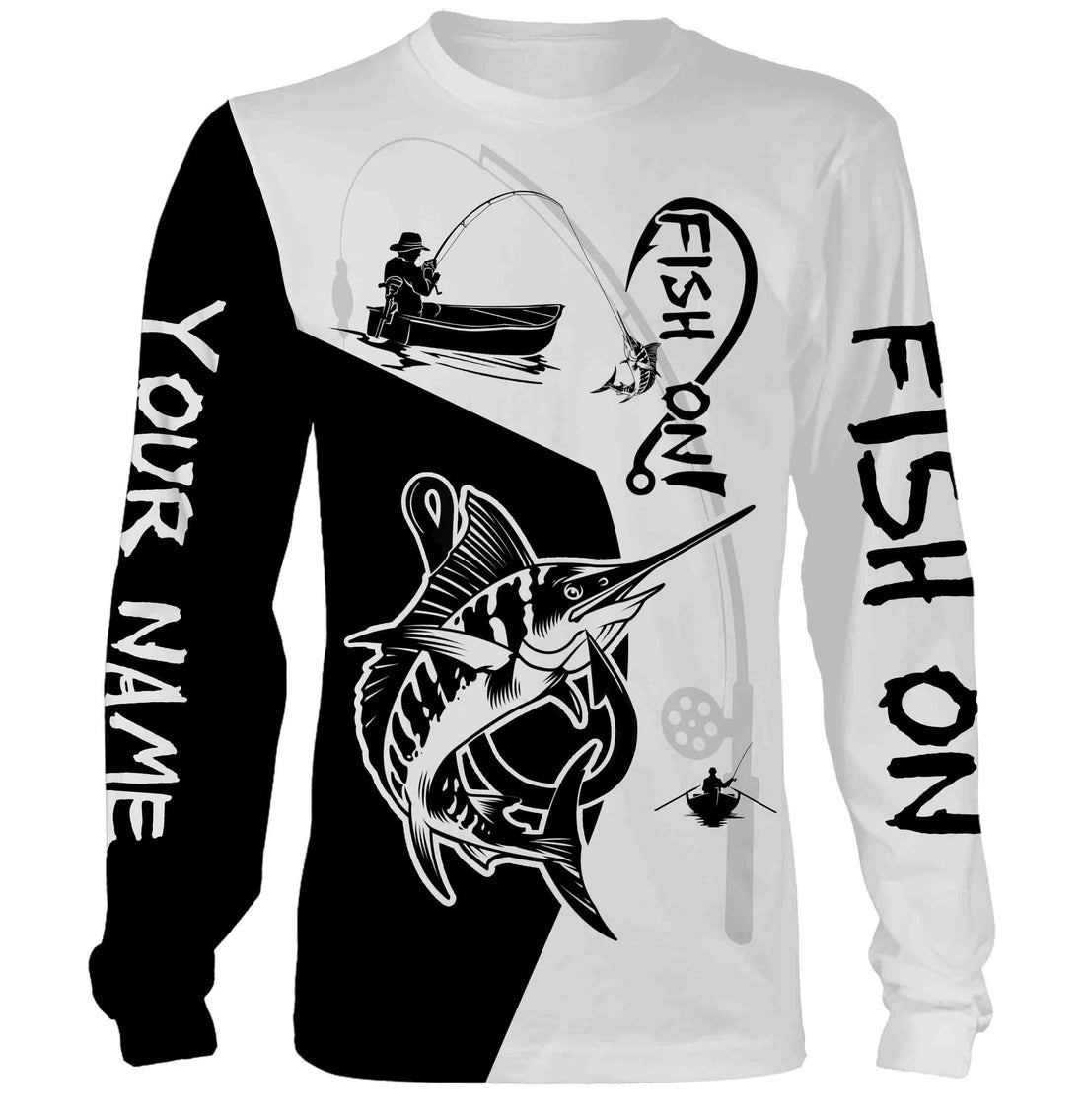Marlin Fish On Custome Name 3D All Over Printed For Adult And Kid Personalized Fishing gift NQS358