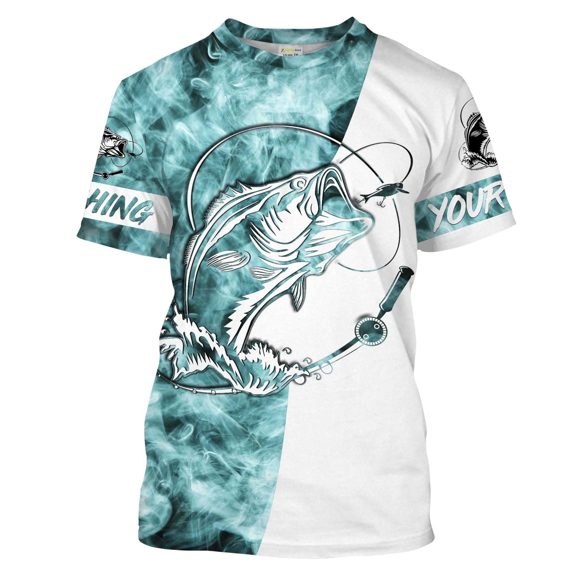 Bass Fishing Blue Smoke 3D Custom Name Sun/UV Protection For Fisherman Personalized Fishing Gifts FSD2038