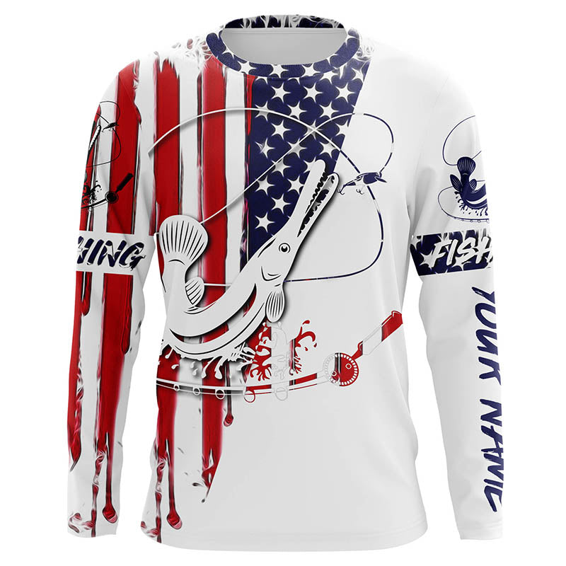 Alligator Gar Fishing American flag Gar fishing apparel, Personalized Patriotic fishing gifts FSD3362