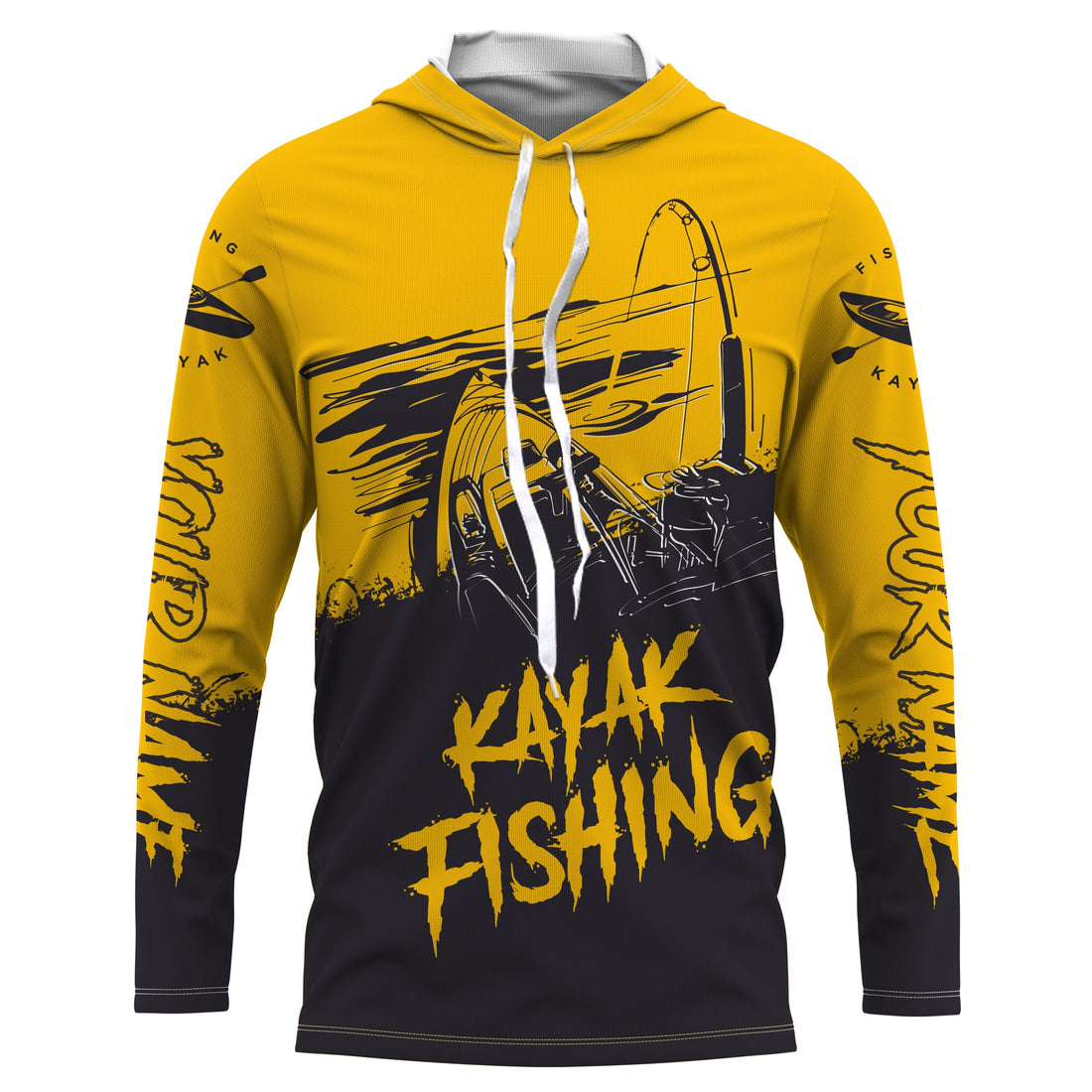 Kayak Fishing Sketch Custom Name All Over Printed UV Protection Long Sleeve, Kayak Performance FSD2526
