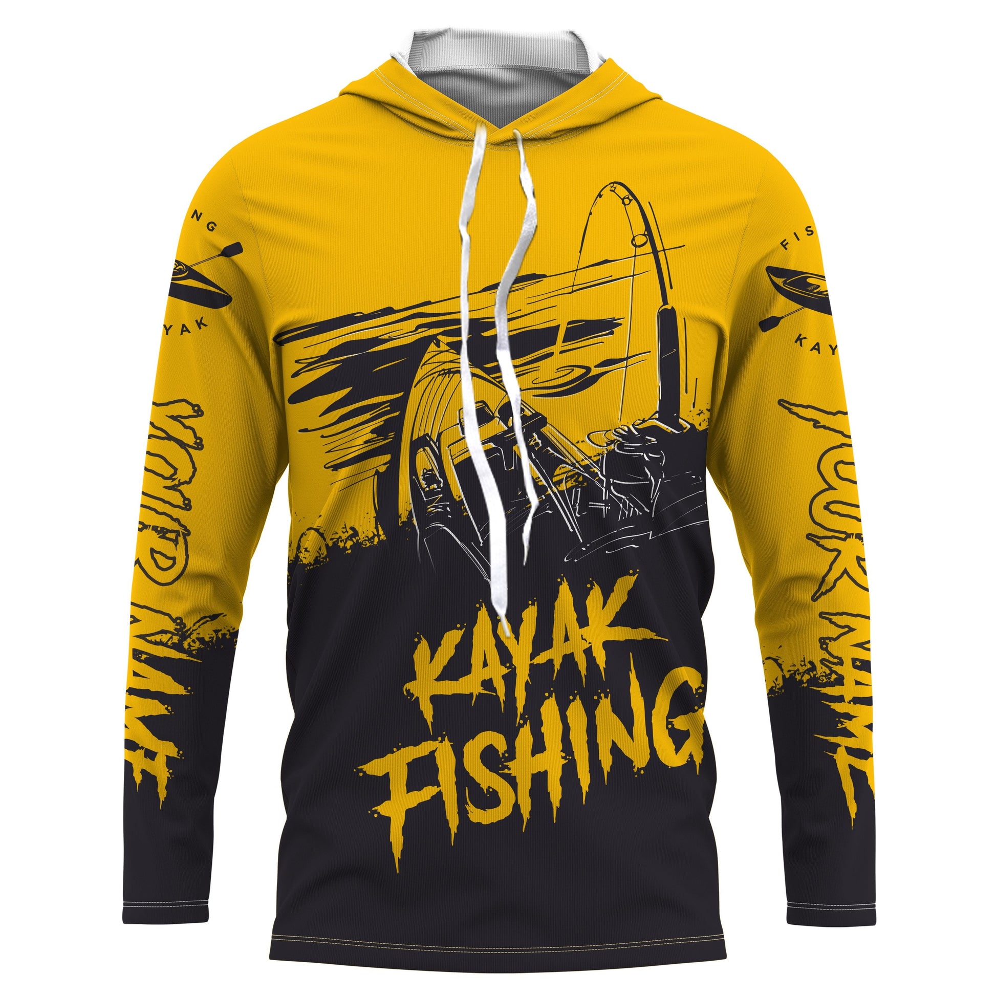 Kayak Fishing Sketch Custom Name All Over Printed UV Protection Long Sleeve, Kayak Performance FSD2526