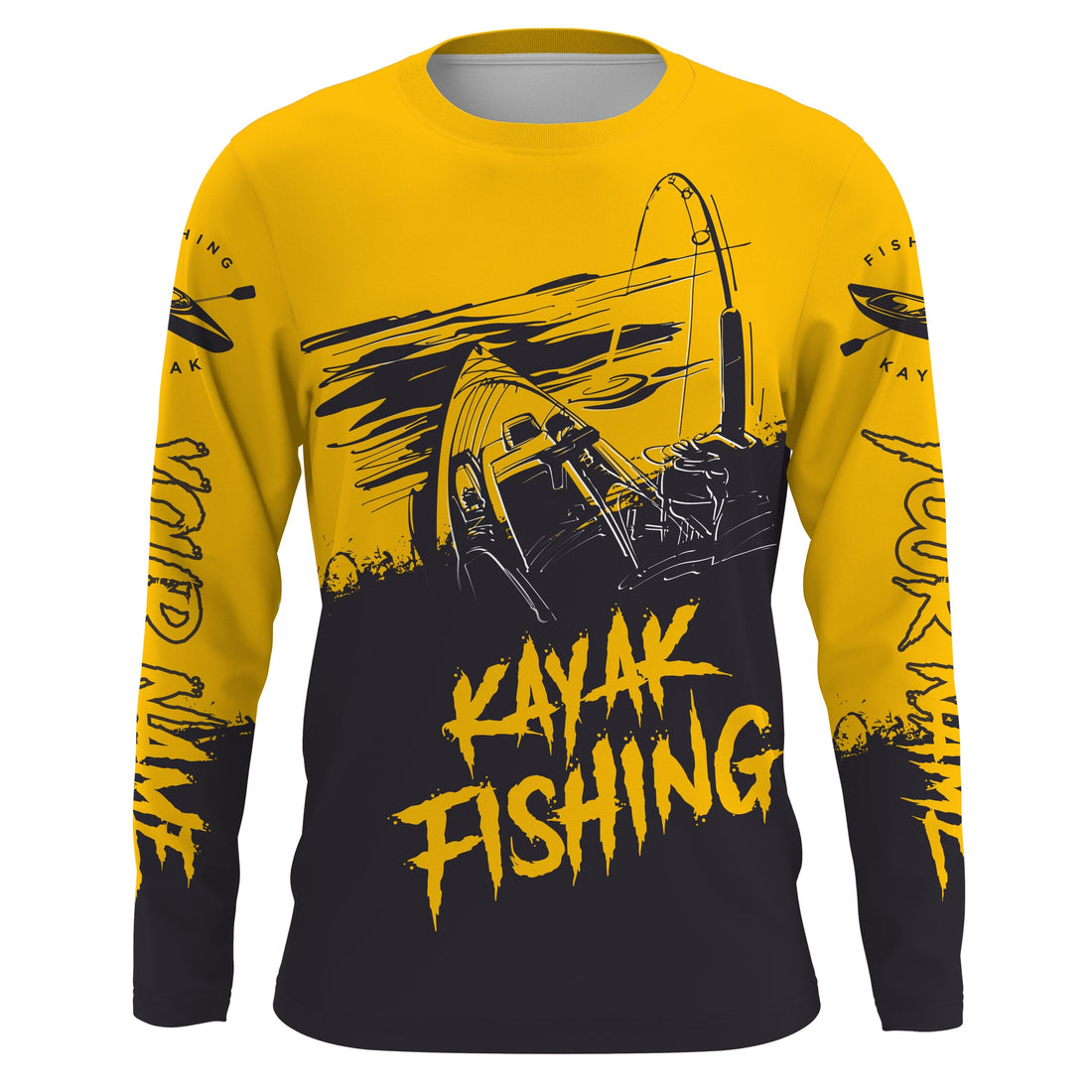 Kayak Fishing Sketch Custom Name All Over Printed UV Protection Long Sleeve, Kayak Performance FSD2526
