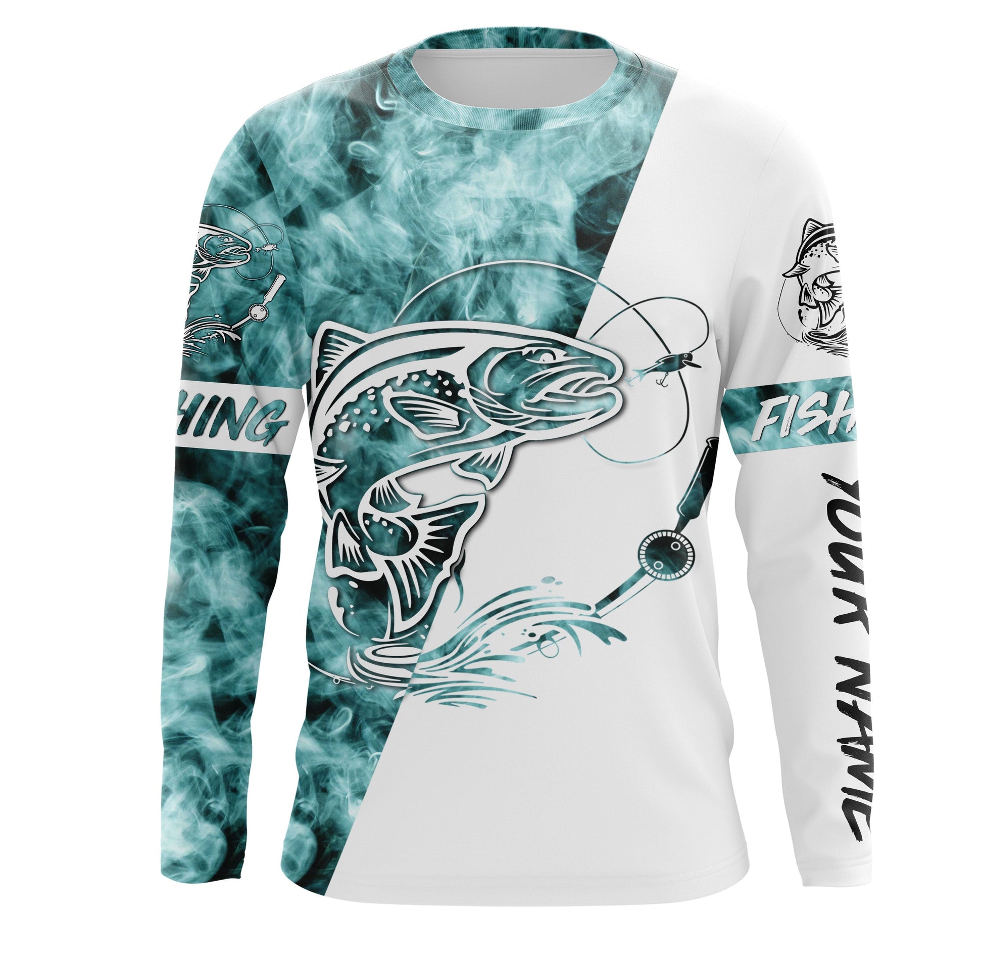 Trout Fishing Blue Smoke 3D Custom Name Sun/UV Protection For Fisherman Personalized Fishing Gifts FSD2917