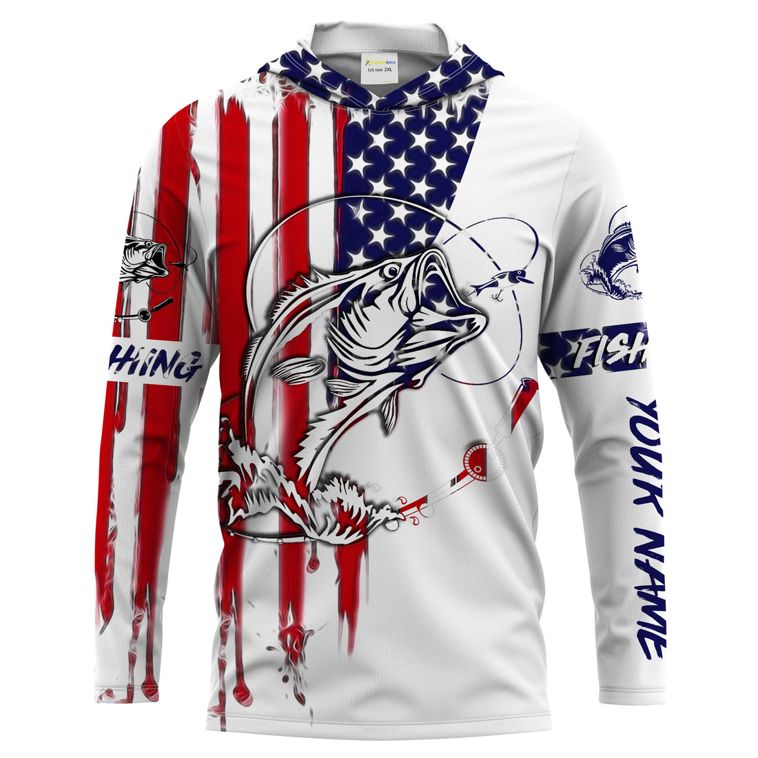 Fishing American Flag Largemouth Bass fishing Apparel for Adult and Kid, Personalized Patriotic fishing gifts FSD2153