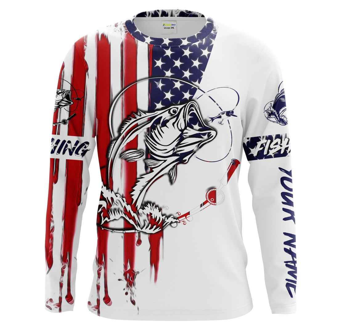 Fishing American Flag Largemouth Bass fishing Apparel for Adult and Kid, Personalized Patriotic fishing gifts FSD2153