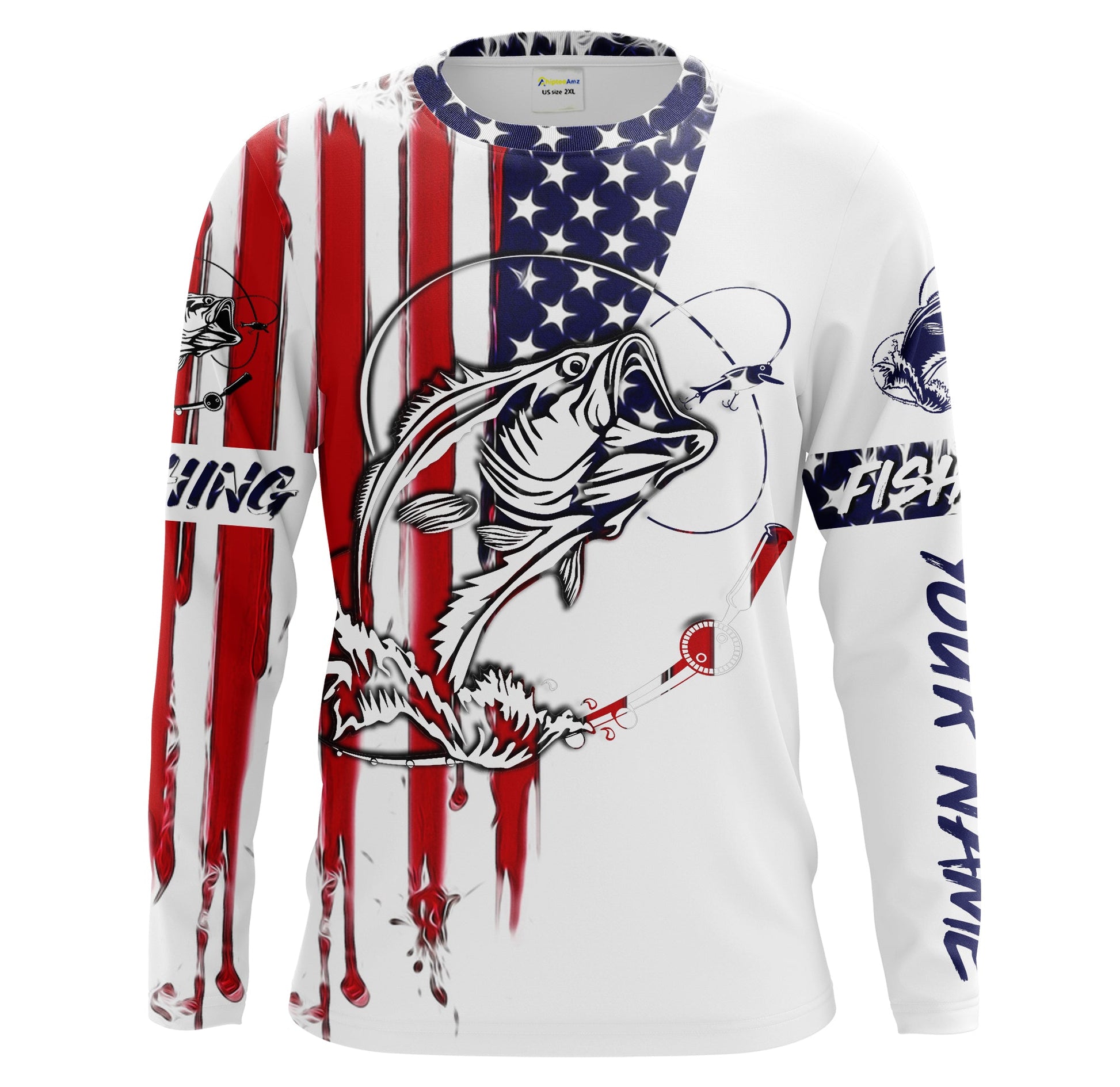 Fishing American Flag Largemouth Bass fishing Apparel for Adult and Kid, Personalized Patriotic fishing gifts FSD2153