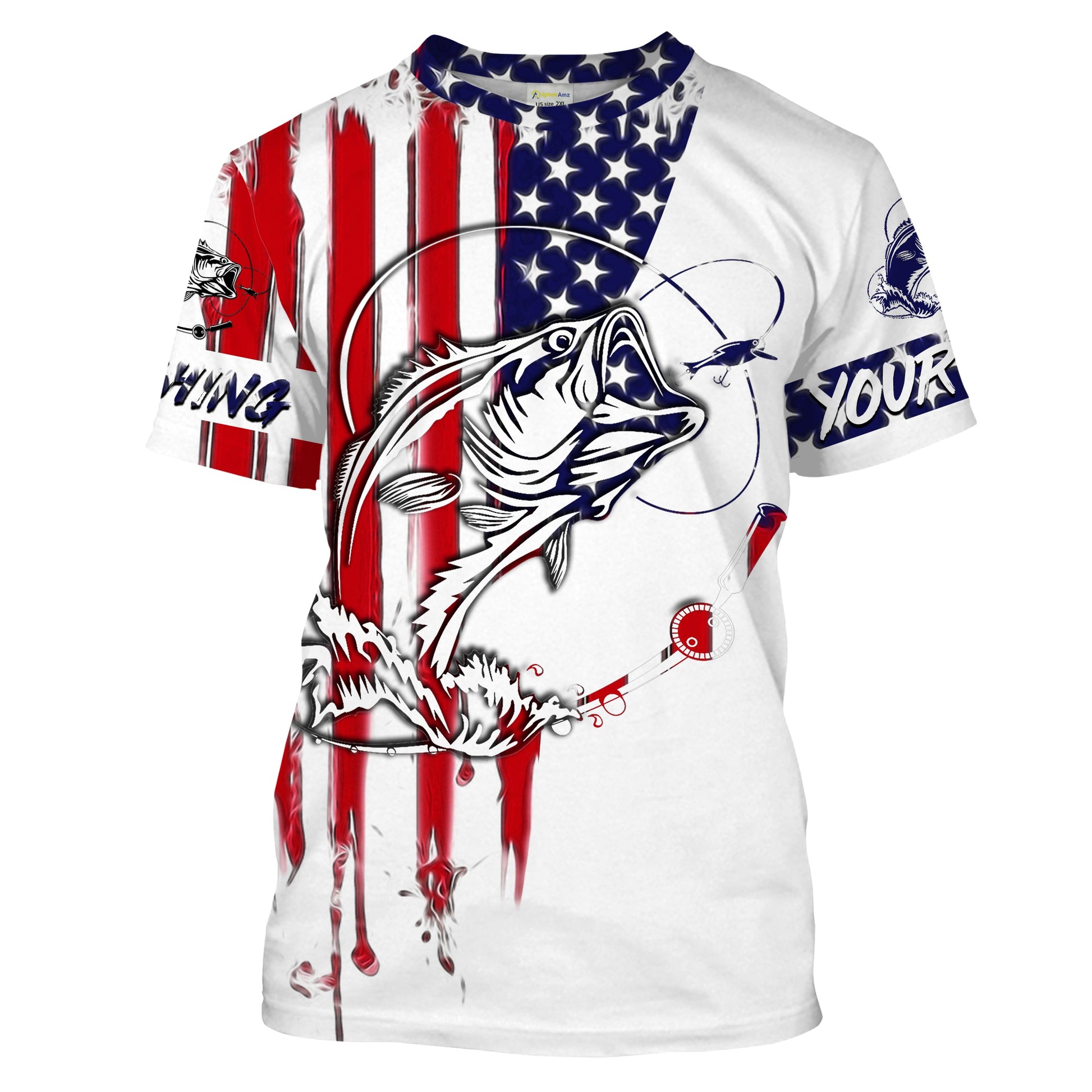 Fishing American Flag Largemouth Bass fishing Apparel for Adult and Kid, Personalized Patriotic fishing gifts FSD2153