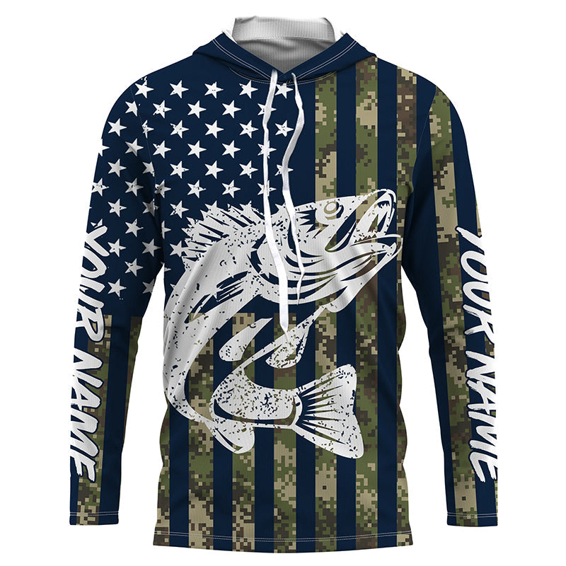 Walleye Fishing American Flag Camo custom performance fishing, Women, Youth/Kids FSD3552