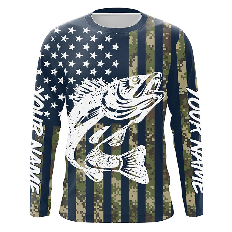 Walleye Fishing American Flag Camo custom performance fishing, Women, Youth/Kids FSD3552