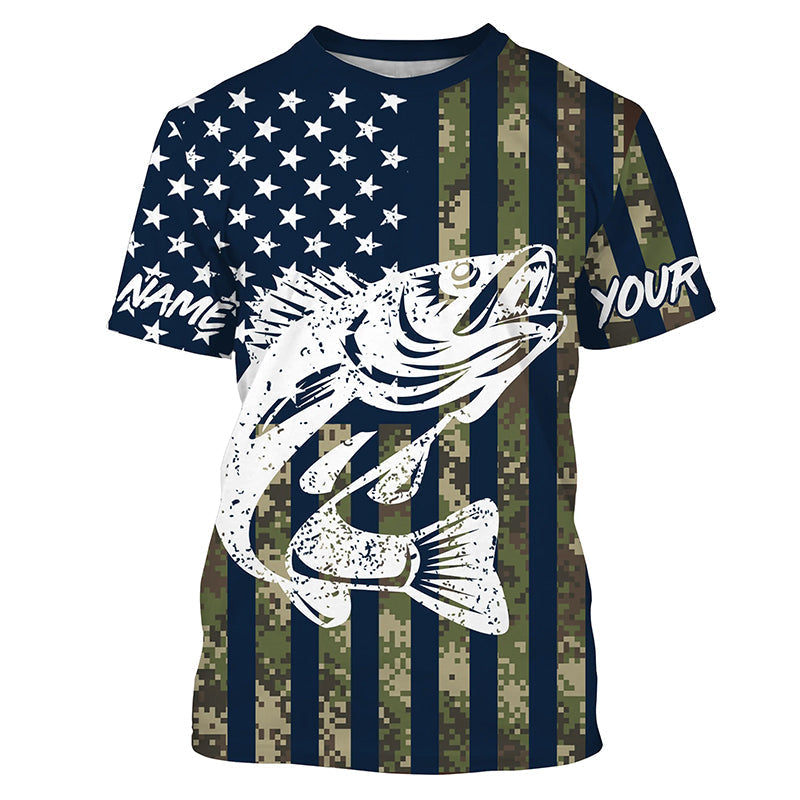 Walleye Fishing American Flag Camo custom performance fishing, Women, Youth/Kids FSD3552