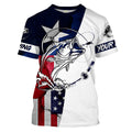 Bass Fishing TX and USA flag 3D Full printing - Personalized Fishing gift, Men's Performance Fishing FSD2201