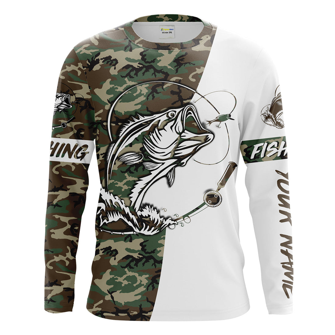 Bass Fishing American Camo Custom Name All Over Print Sun/UV Protection For Fisherman Personalized Fishing Gifts FSD2041