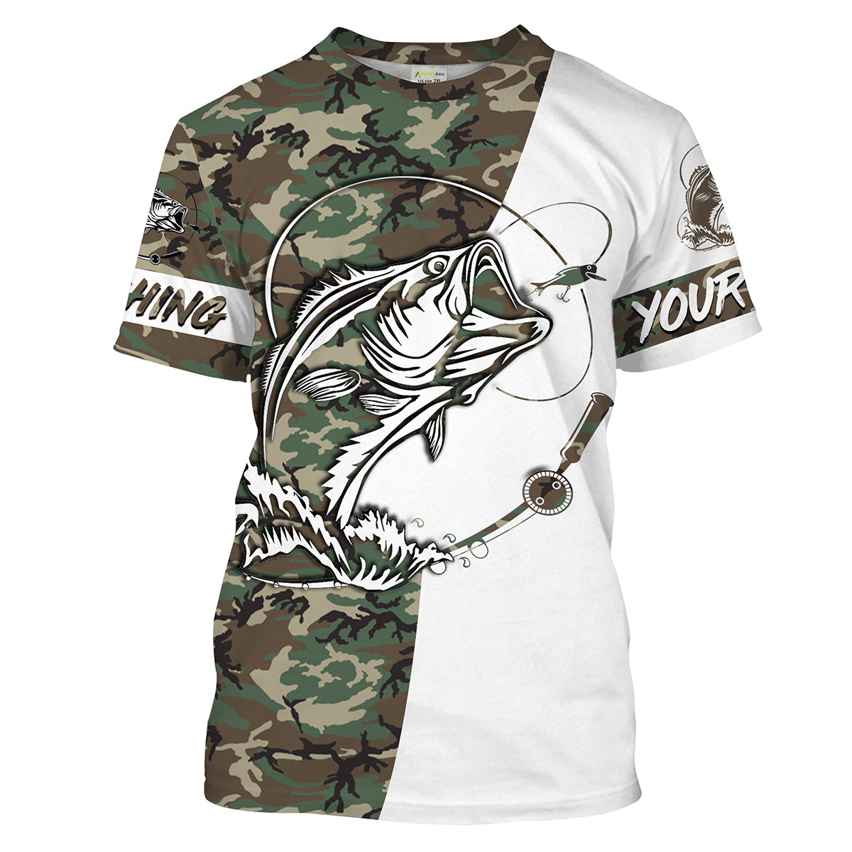 Bass Fishing American Camo Custom Name All Over Print Sun/UV Protection For Fisherman Personalized Fishing Gifts FSD2041