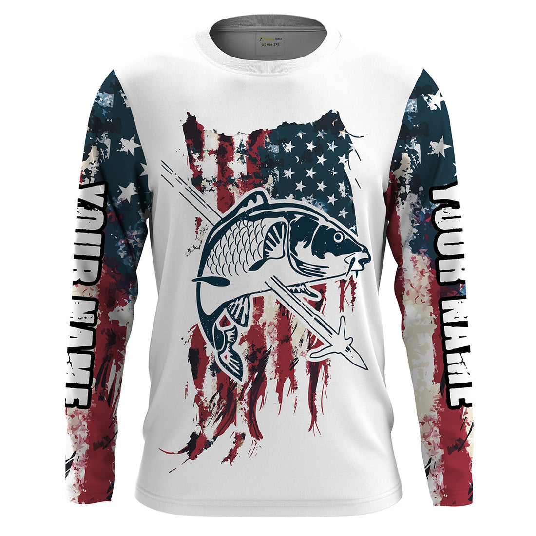 Carp Bowfishing American Flag Customized Name 3D All Over printed, Women - Patriotic Bow Fishing Gifts FSD2241